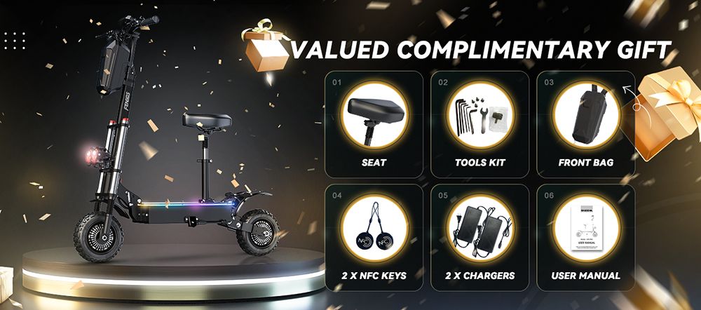 Skuter elektryczny FENGQS GT8 PRO, silnik 2800 W x 2, akumulator 67,2 V 38 Ah, opony 11 cali, prędkość maksymalna 80 km/h, zasięg 90 km, hydrauliczne hamulce tarczowe, podwójne zawieszenie, wyświetlacz LCD