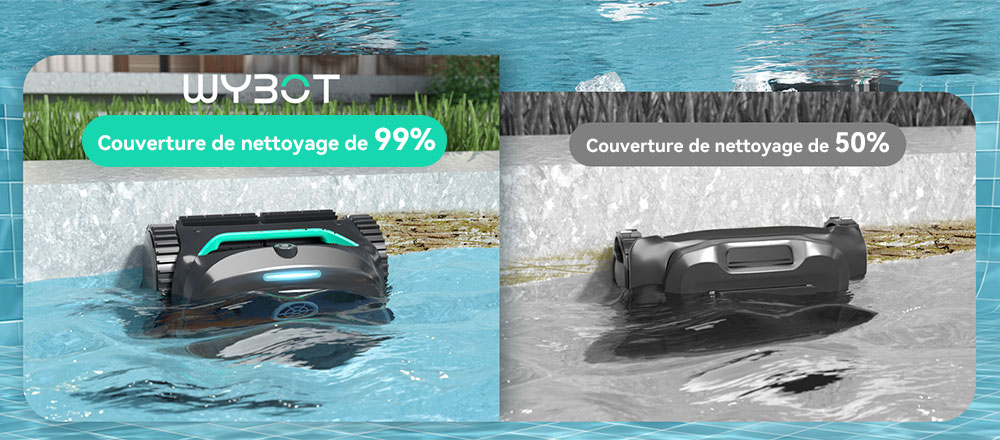 Aspirateur robot de piscine sans fil WYBOT C7 Vision, détection de débris avec caméra AI, nettoyage principal 1 en 8, filtration à deux couches, moteurs sans balais pour une aspiration puissante, pour piscines jusqu'à 8059 pieds carrés, noir vert