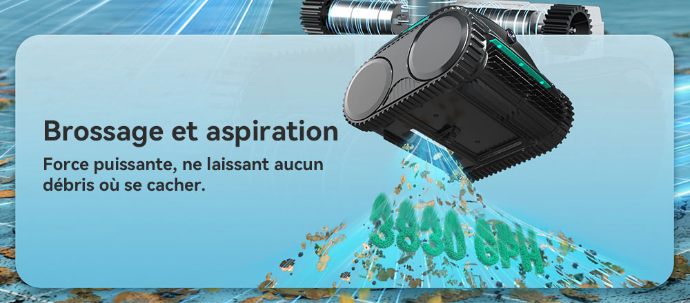Aspirateur robot de piscine sans fil WYBOT C7 Vision, détection de débris avec caméra AI, nettoyage principal 1 en 8, filtration à deux couches, moteurs sans balais pour une aspiration puissante, pour piscines jusqu'à 8059 pieds carrés, noir vert