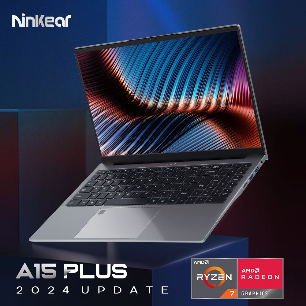 Laptop Ninkear A15 Plus 15,6 cala, AMD Ryzen 7 5825U 8-rdzeniowy 4,5 GHz, wyświetlacz IPS 1920x1080, 32 GB RAM, 1 TB SSD, odblokowanie za pomocą linii papilarnych, Full Type-C*1, USB3.0*3, HDMI*1, czytnik kart Micro SD*1, gniazdo słuchawkowe*1