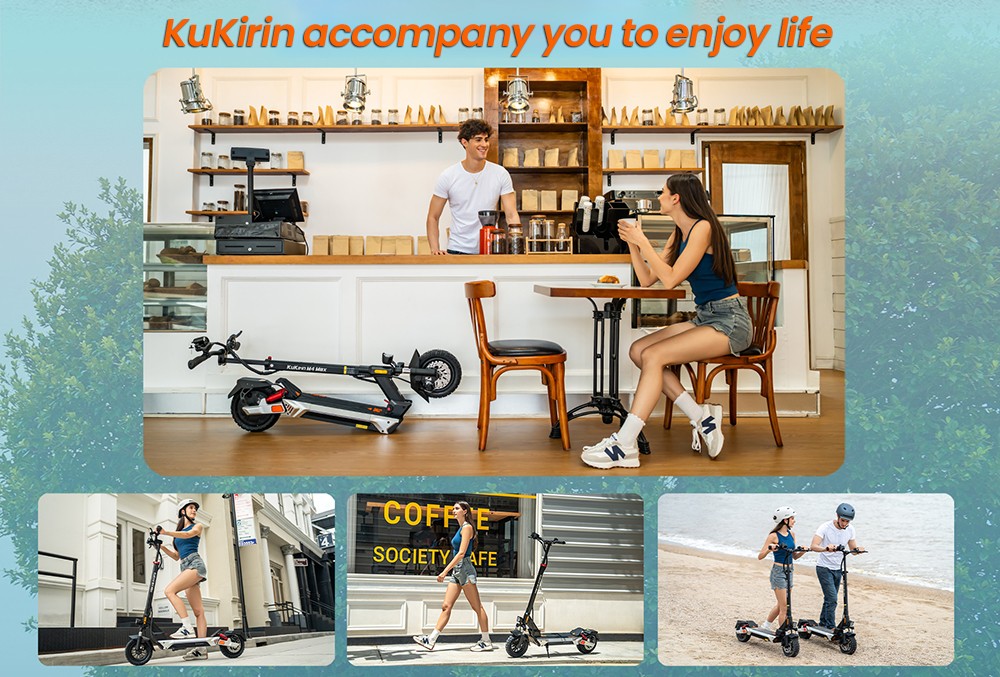 Hulajnoga elektryczna KuKirin M4 Max, silnik 800 W, akumulator 48 V 18,2 Ah, opony 10 cali, prędkość maksymalna 45 km/h, zasięg 64 km, hamulce tarczowe przód i tył, amortyzacja sprężynowa