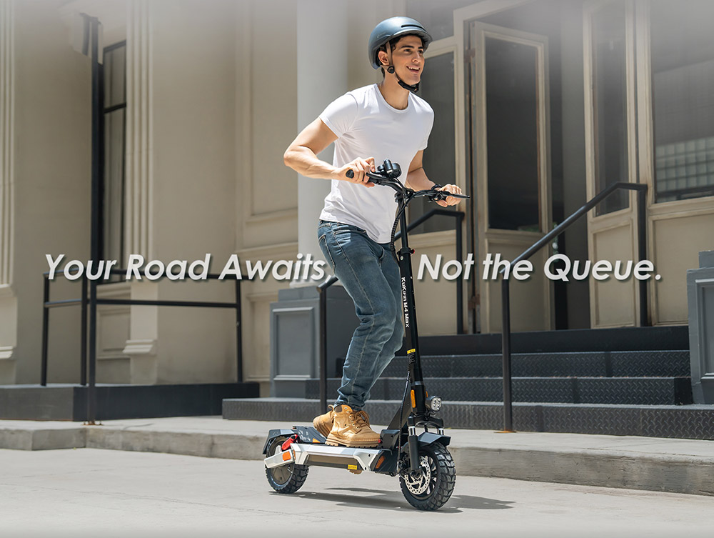 Hulajnoga elektryczna KuKirin M4 Max, silnik 800 W, akumulator 48 V 18,2 Ah, opony 10 cali, prędkość maksymalna 45 km/h, zasięg 64 km, hamulce tarczowe przód i tył, amortyzacja sprężynowa