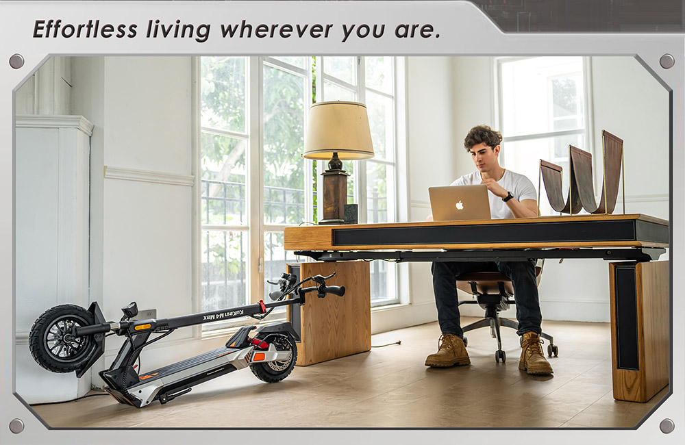 Hulajnoga elektryczna KuKirin M4 Max, silnik 800 W, akumulator 48 V 18,2 Ah, opony 10 cali, prędkość maksymalna 45 km/h, zasięg 64 km, hamulce tarczowe przód i tył, amortyzacja sprężynowa