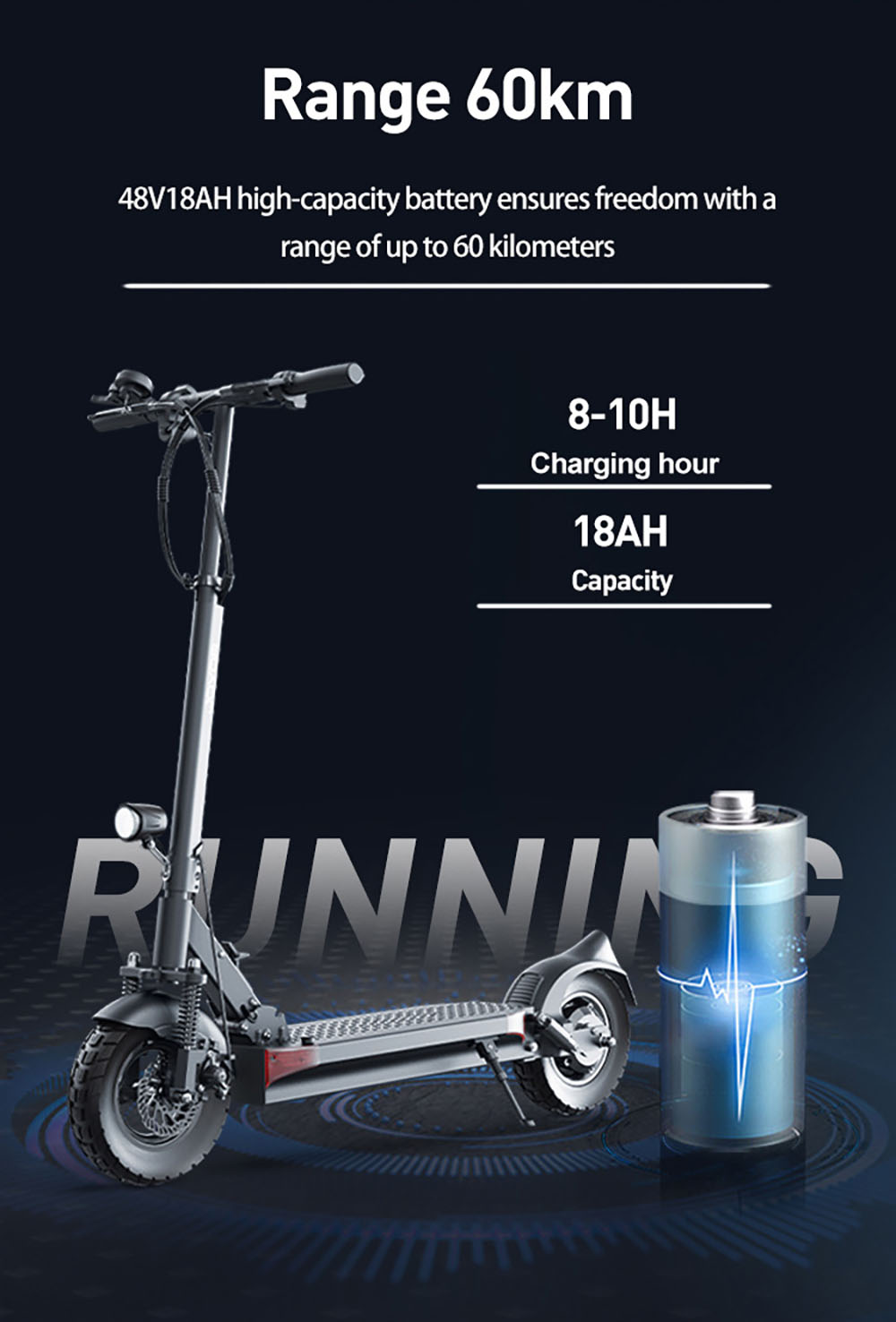 Hulajnoga elektryczna JOYOR Y6-S, akumulator 18 Ah, silnik 500 W, zasięg do 60 km, koła 10 cali, prędkość maksymalna 40 km/h