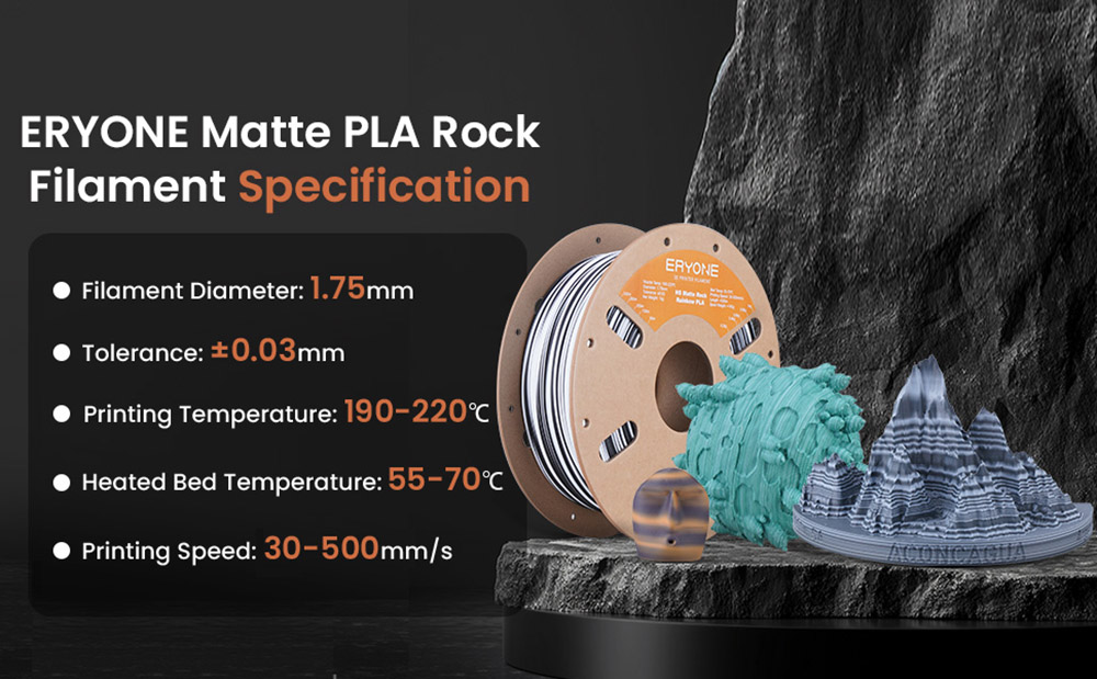 ERYONE höghastighetsvridet matt PLA-filament 1 kg - Zebrasten
