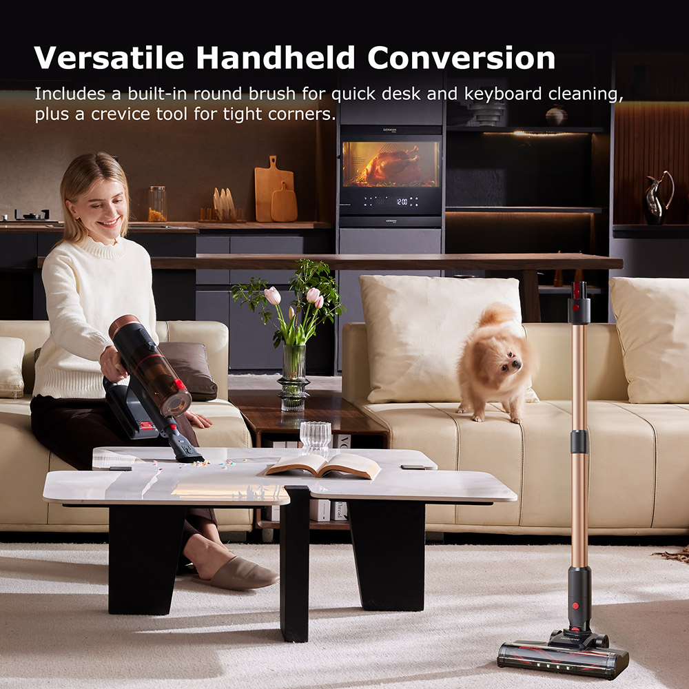 Proscenic P11 Aspirador Ultra Inalámbrico, Succión 40 kPa, Autonomía 40 Min, Cepillo Antienredos, Filtración de 4 Capas, Faros LED Verdes