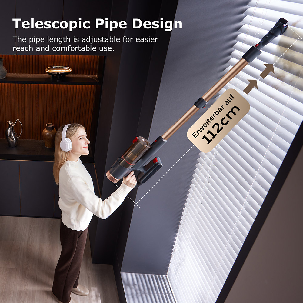 Proscenic P11 Aspirador Ultra Inalámbrico, Succión 40 kPa, Autonomía 40 Min, Cepillo Antienredos, Filtración de 4 Capas, Faros LED Verdes