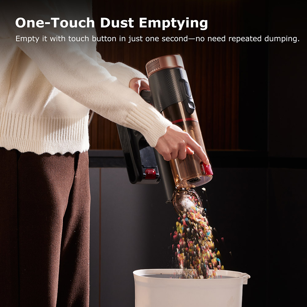 Proscenic P11 Aspirador Ultra Inalámbrico, Succión 40 kPa, Autonomía 40 Min, Cepillo Antienredos, Filtración de 4 Capas, Faros LED Verdes