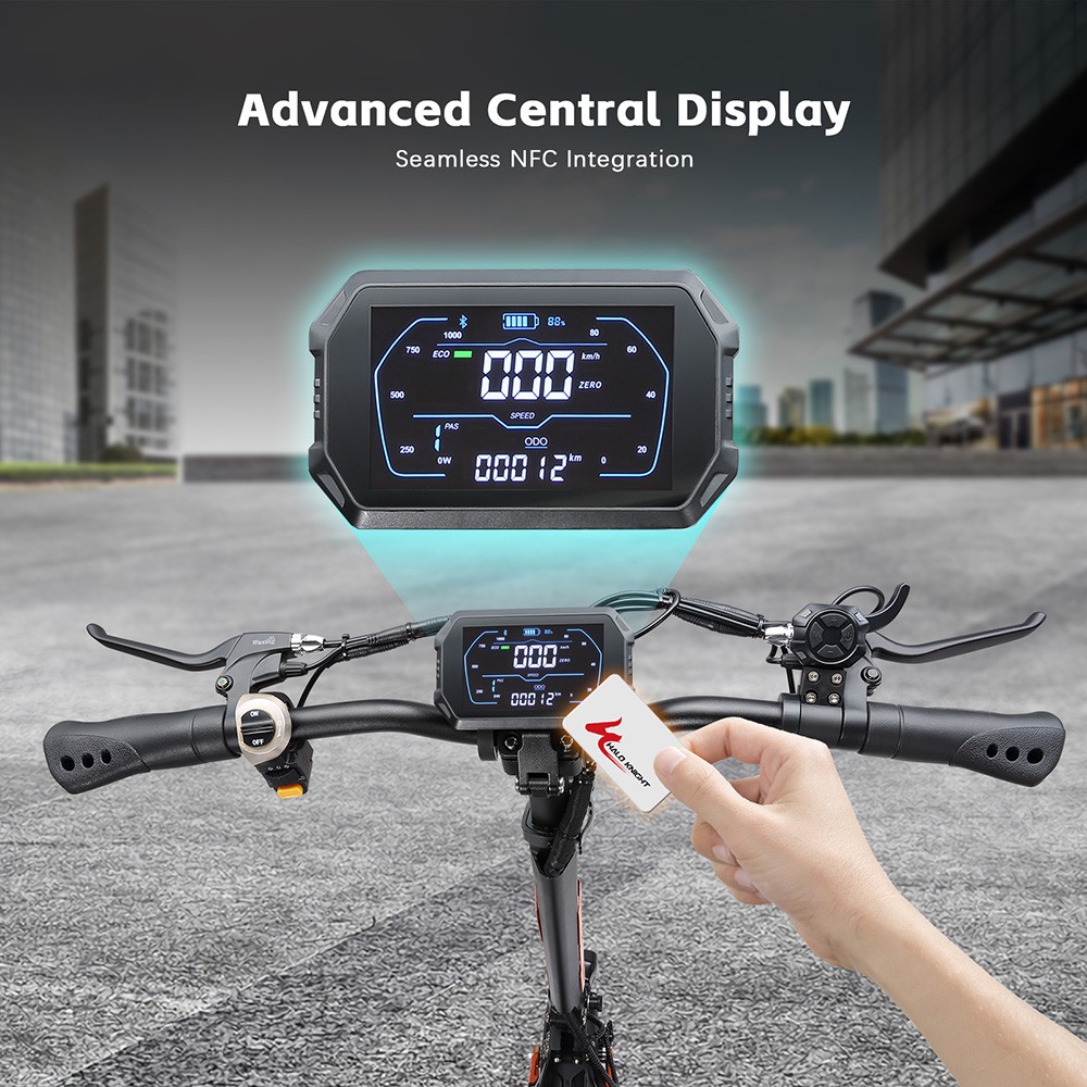 Halo Knight T102 el-scooter, 1200 W motor, 52 V 21 Ah batteri, 10 tommer dæk, maksimal hastighed 50 km/t, rækkevidde 45 km, dobbelte skivebremser, dobbelt affjedring