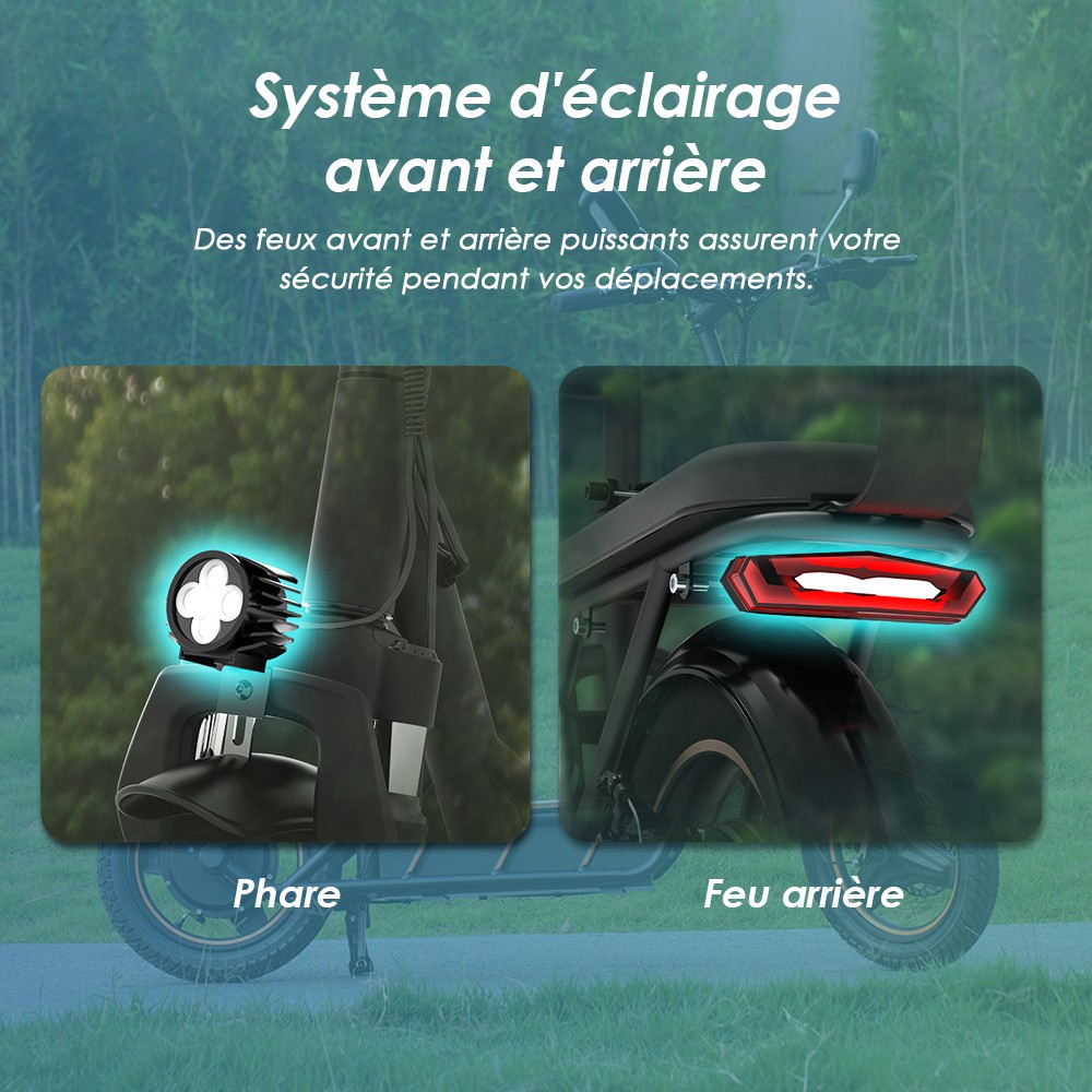 (Uppgraderad version) KuKirin C1 Pro elektrisk skoter, 500W motor, 48V 26Ah batteri, 14 tums luftdäck, maxhastighet 45km, räckvidd 100km, hopfällbar med ett klick, baksäte och främre förvaringskorg, backspegel