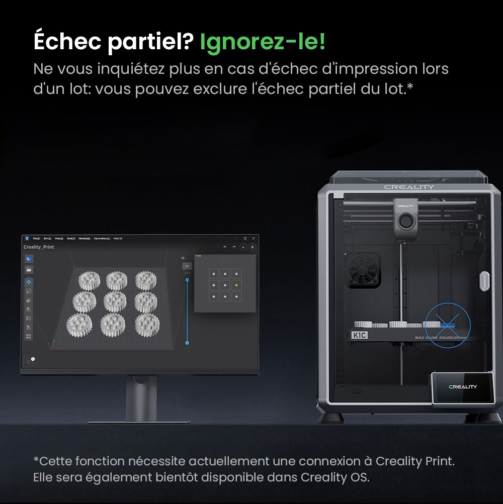 3D Creality K1C nyomtató, maximális sebesség 600 mm/s, AI kamera, gyors cserélési fúvóka, teljes egészében fémben, szénszálas nyomatok, légszűrő és csendes módban