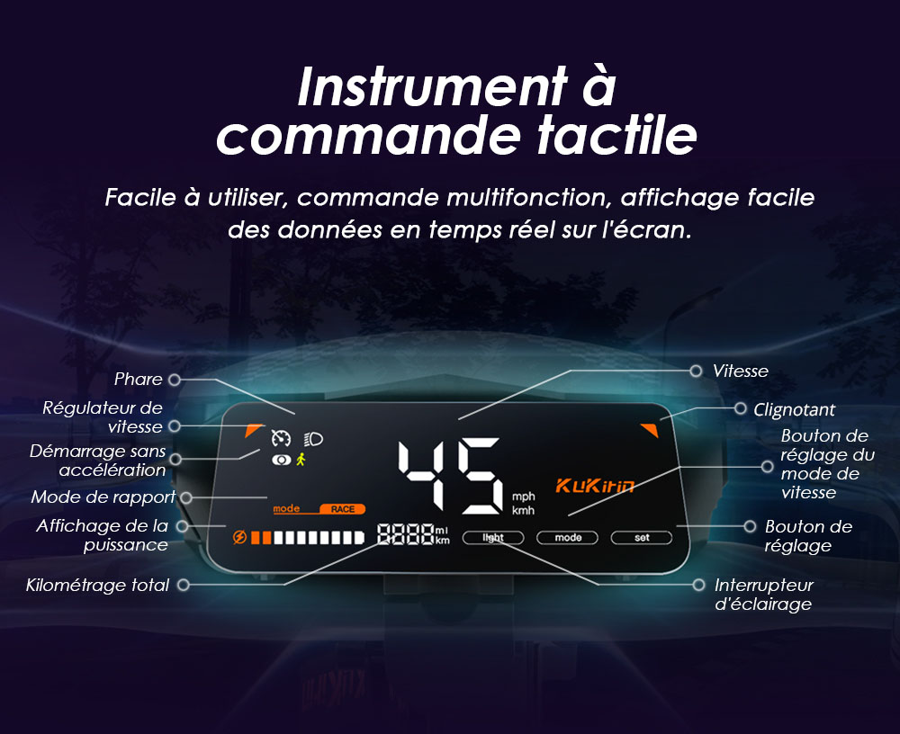 Kukirin G2 Ενημερωμένο 2025 Πτυσσόμενο ηλεκτρικό σκούτερ, κινητήρας 800 W, μπαταρία 48 V 15 Ah, ελαστικό 10 ιντσών, μέγιστη ταχύτητα 45 km/h, αυτονομία 55 km, οθόνη αφής, δισκόφρενο, σύστημα 7 φώτων - Μαύρο