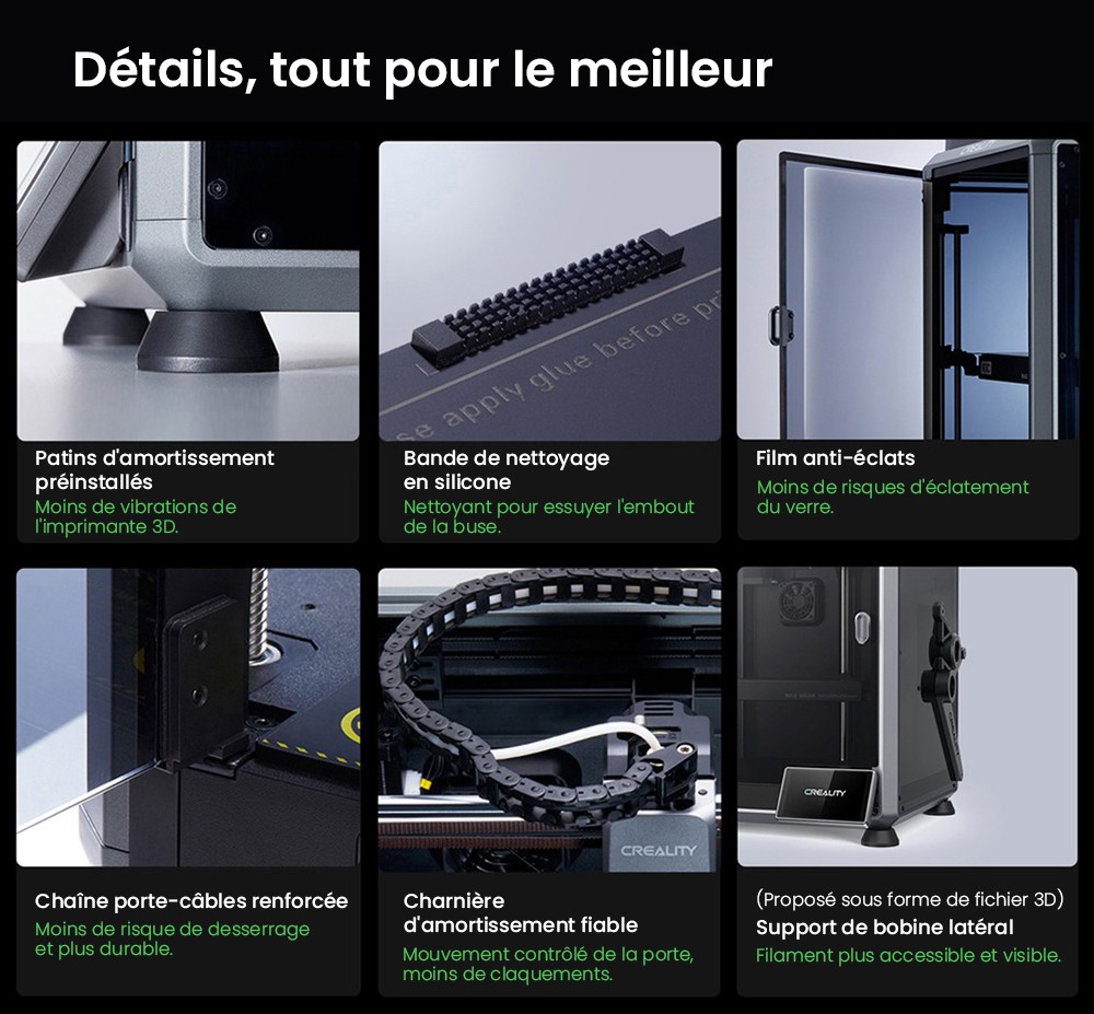 3D Creality K1C nyomtató, maximális sebesség 600 mm/s, AI kamera, gyors cserélési fúvóka, teljes egészében fémben, szénszálas nyomatok, légszűrő és csendes módban