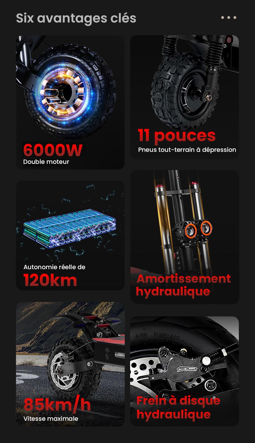 Ηλεκτρικό σκούτερ BOYUEDA S3-11, κινητήρας 2*3000W, μπαταρία 60V 38AH, ελαστικό 11 ιντσών, μέγιστη ταχύτητα 85km/h, αυτονομία 120km, διπλά υδραυλικά δισκόφρενα, υδραυλικό αμορτισέρ, οθόνη LCD