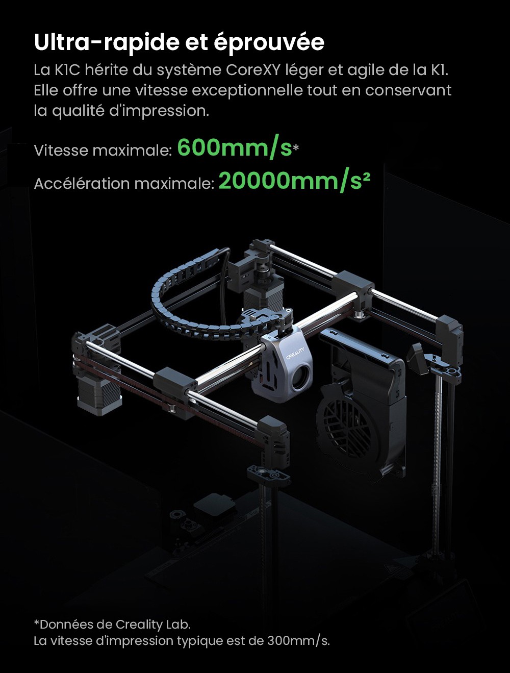 3D Creality K1C nyomtató, maximális sebesség 600 mm/s, AI kamera, gyors cserélési fúvóka, teljes egészében fémben, szénszálas nyomatok, légszűrő és csendes módban
