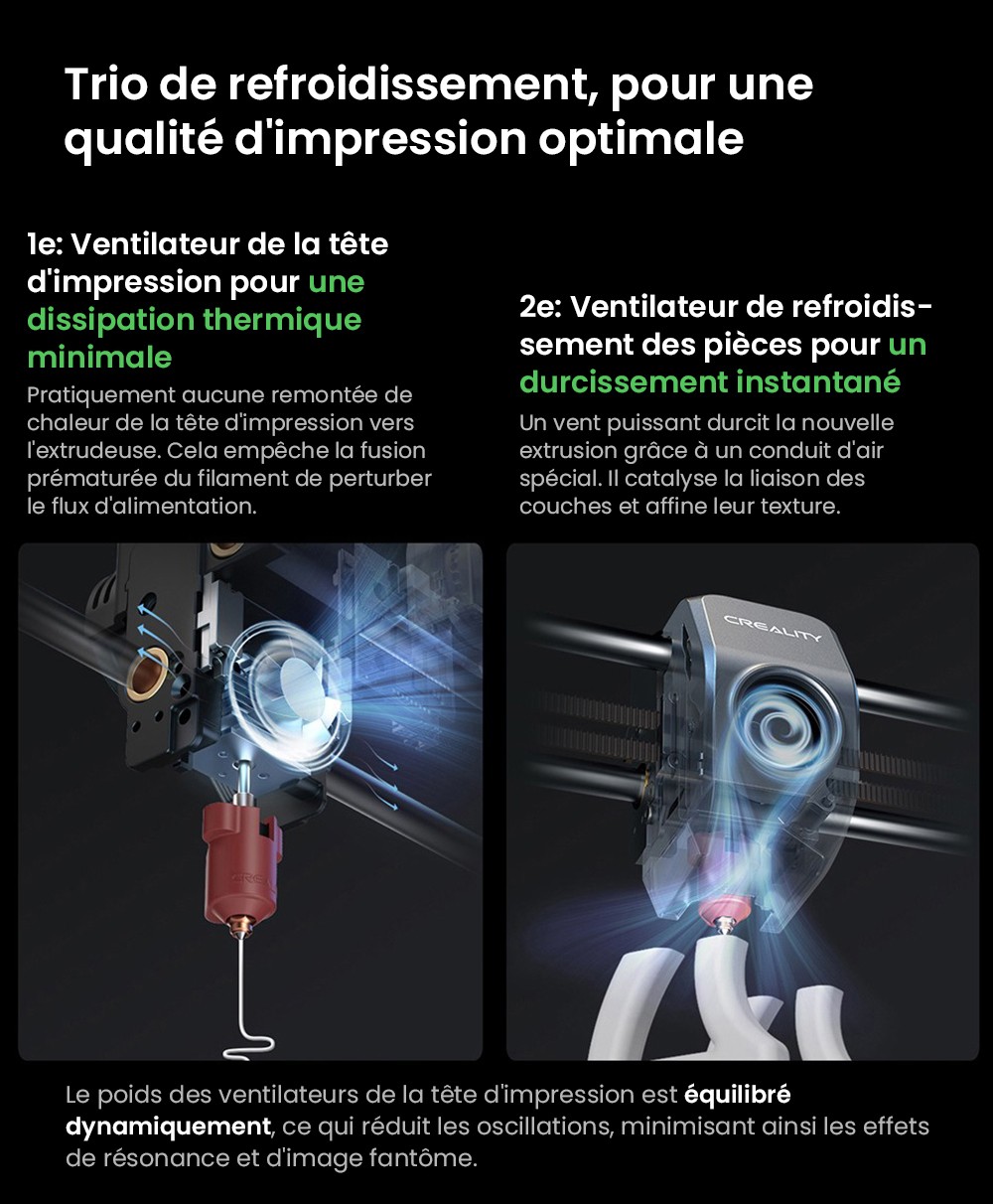 3D Creality K1C nyomtató, maximális sebesség 600 mm/s, AI kamera, gyors cserélési fúvóka, teljes egészében fémben, szénszálas nyomatok, légszűrő és csendes módban