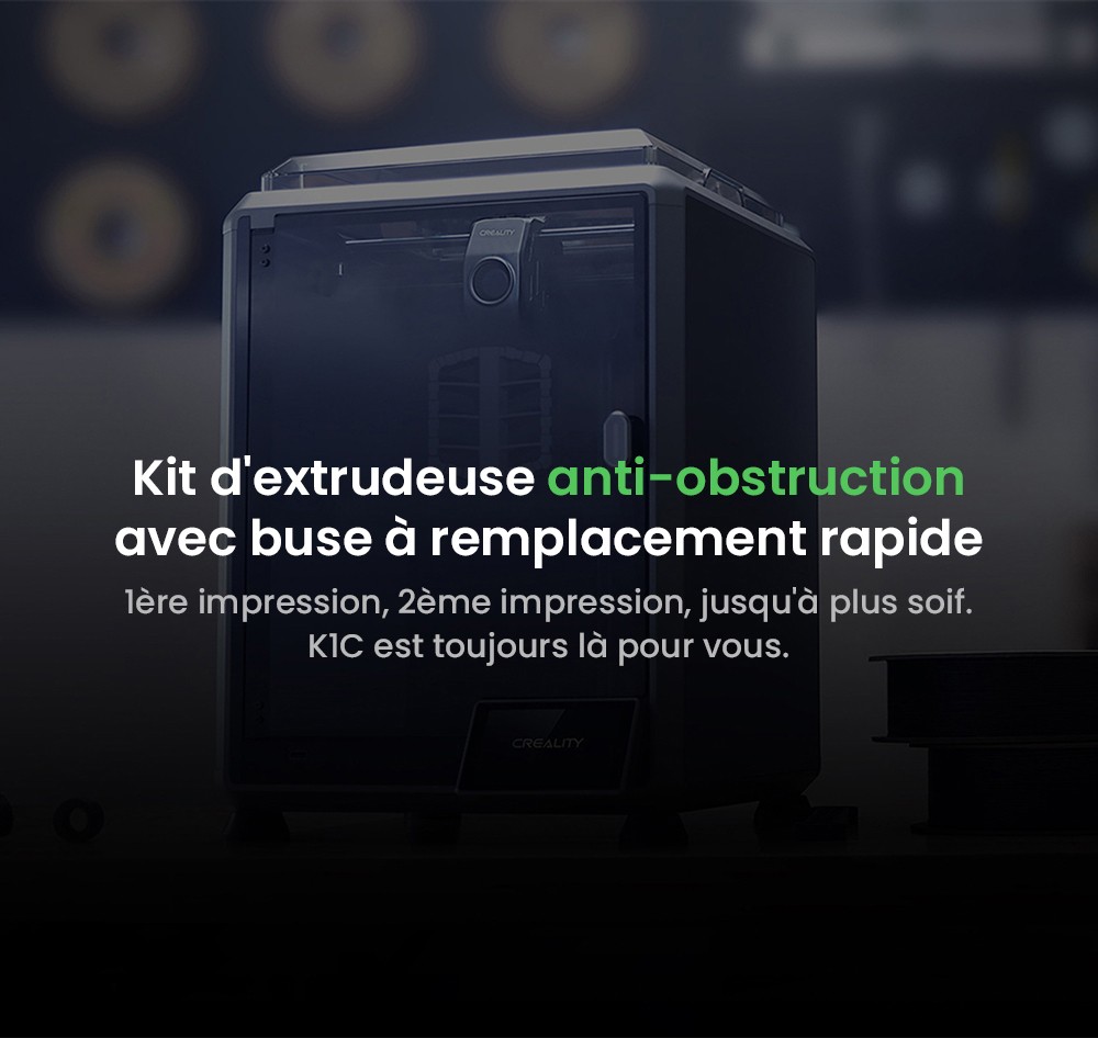 3D Creality K1C nyomtató, maximális sebesség 600 mm/s, AI kamera, gyors cserélési fúvóka, teljes egészében fémben, szénszálas nyomatok, légszűrő és csendes módban