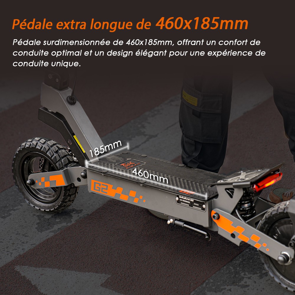 Kukirin G2 Ενημερωμένο 2025 Πτυσσόμενο ηλεκτρικό σκούτερ, κινητήρας 800 W, μπαταρία 48 V 15 Ah, ελαστικό 10 ιντσών, μέγιστη ταχύτητα 45 km/h, αυτονομία 55 km, οθόνη αφής, δισκόφρενο, σύστημα 7 φώτων - Μαύρο