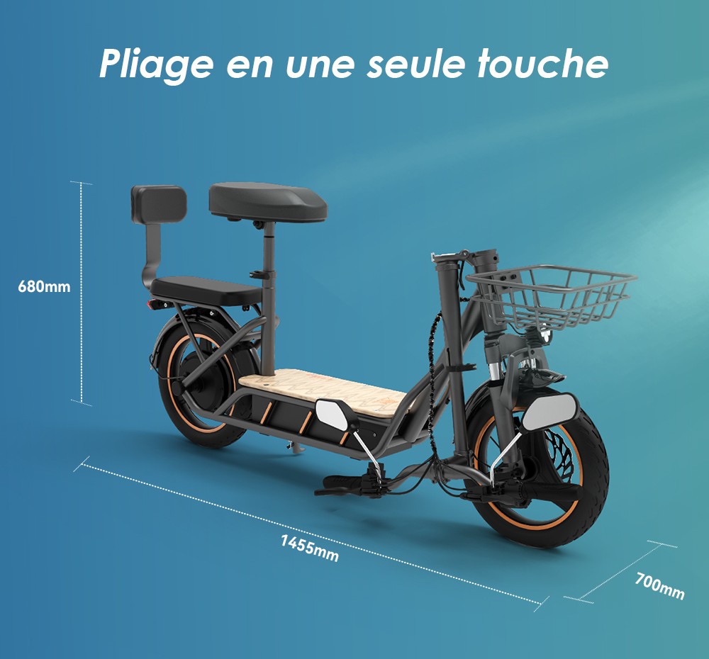 (Uppgraderad version) KuKirin C1 Pro elektrisk skoter, 500W motor, 48V 26Ah batteri, 14 tums luftdäck, maxhastighet 45km, räckvidd 100km, hopfällbar med ett klick, baksäte och främre förvaringskorg, backspegel