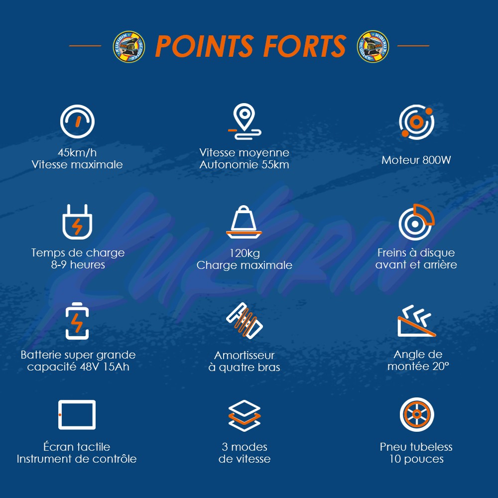 Kukirin G2 Ενημερωμένο 2025 Πτυσσόμενο ηλεκτρικό σκούτερ, κινητήρας 800 W, μπαταρία 48 V 15 Ah, ελαστικό 10 ιντσών, μέγιστη ταχύτητα 45 km/h, αυτονομία 55 km, οθόνη αφής, δισκόφρενο, σύστημα 7 φώτων - Μαύρο