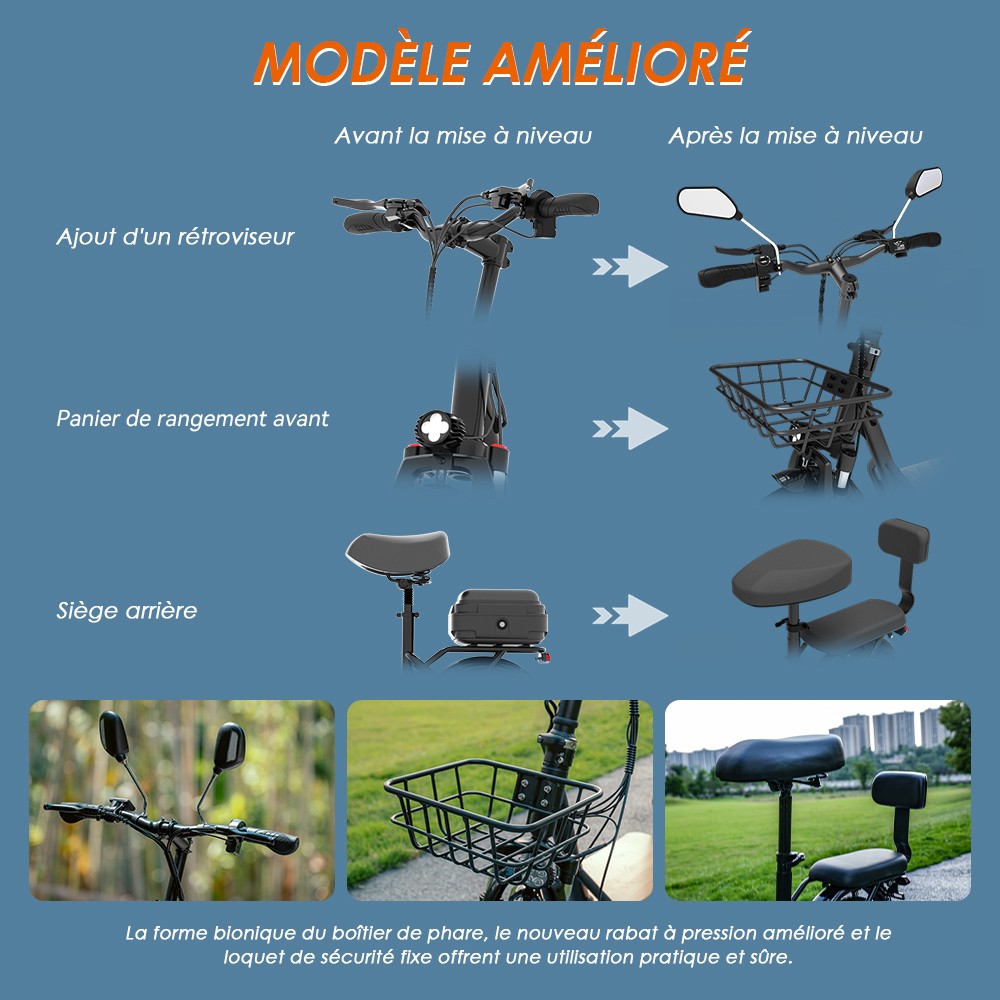 (Uppgraderad version) KuKirin C1 Pro elektrisk skoter, 500W motor, 48V 26Ah batteri, 14 tums luftdäck, maxhastighet 45km, räckvidd 100km, hopfällbar med ett klick, baksäte och främre förvaringskorg, backspegel