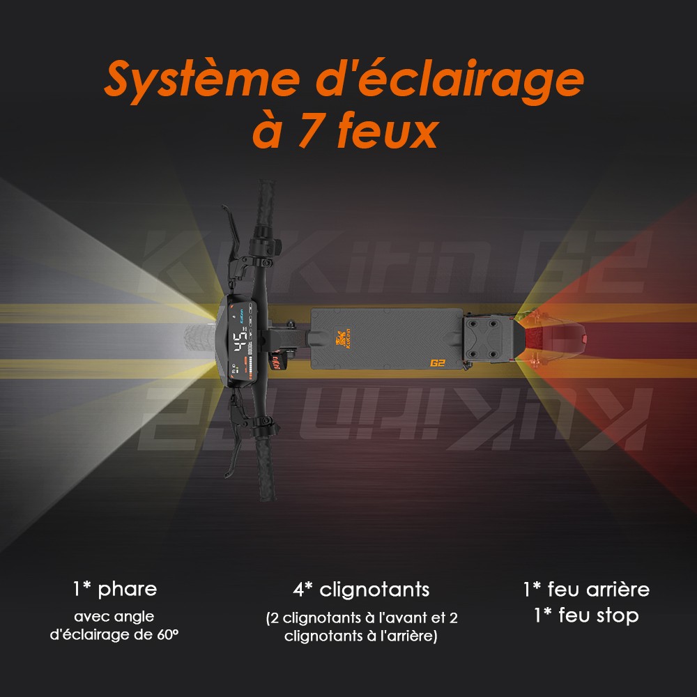 Kukirin G2 Ενημερωμένο 2025 Πτυσσόμενο ηλεκτρικό σκούτερ, κινητήρας 800 W, μπαταρία 48 V 15 Ah, ελαστικό 10 ιντσών, μέγιστη ταχύτητα 45 km/h, αυτονομία 55 km, οθόνη αφής, δισκόφρενο, σύστημα 7 φώτων - Μαύρο