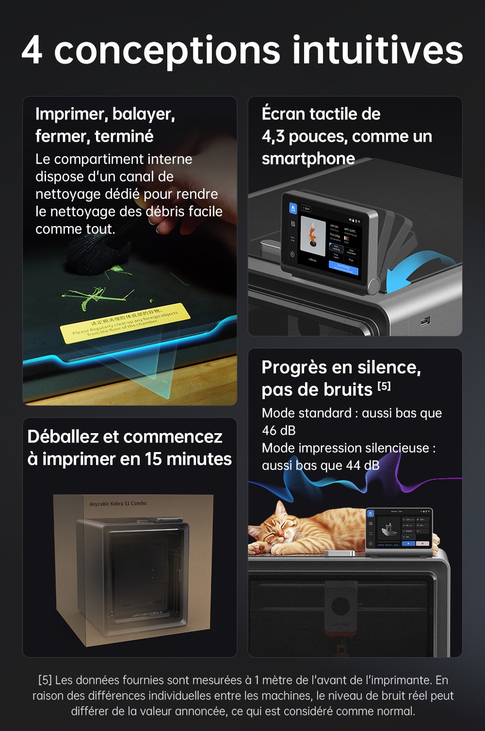 Stampante 3D ANYCUBIC KOBRA S1 COMBO, stampa a 8 colori vivaci, velocità super veloce 600 mm/s, livellamento automatico, testina di stampa 320°C, ultra silenziosa 44 dB, struttura CoreXY, 250 x 250 x 250 mm