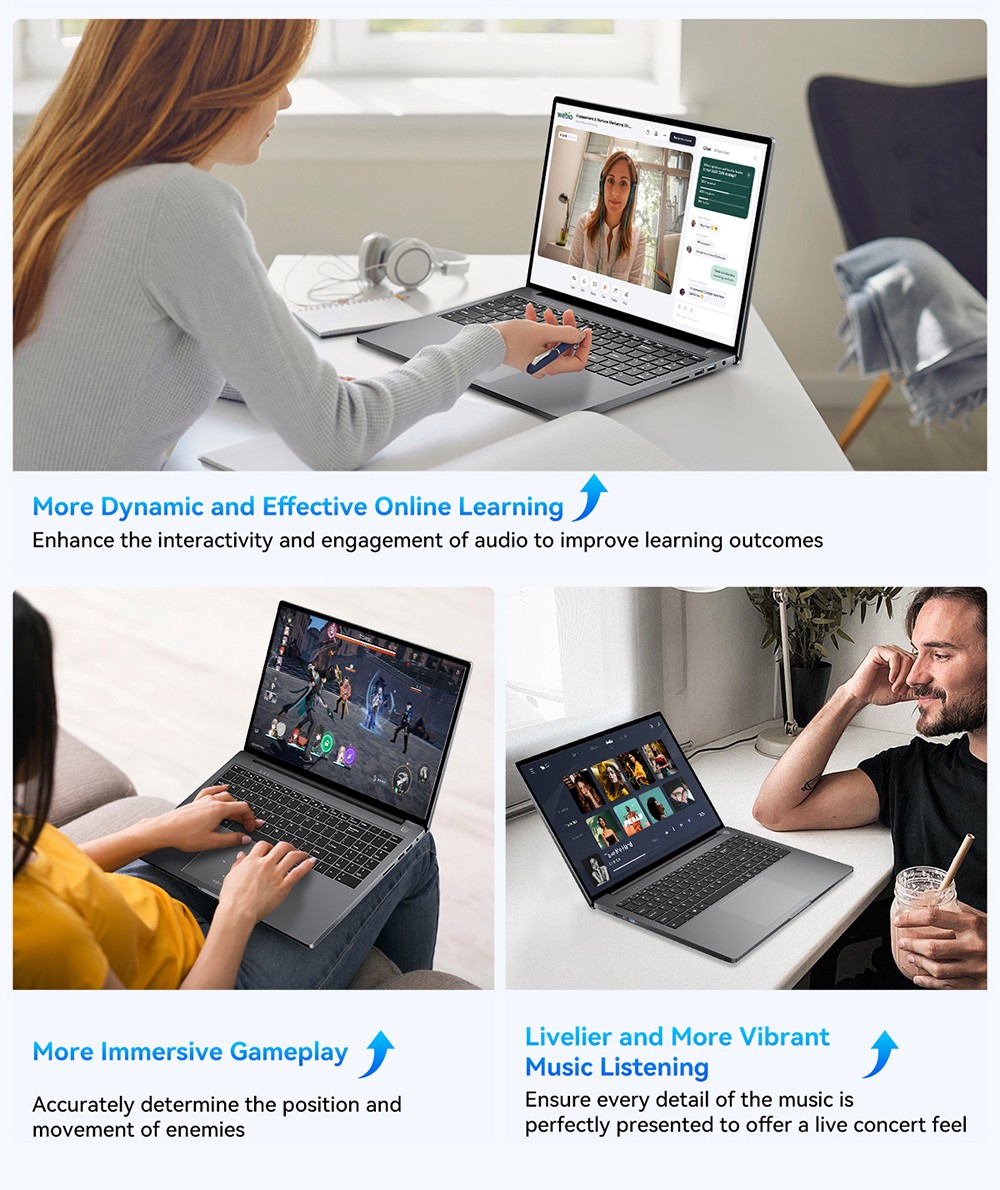 Blackview Acebook 12 Bärbar dator, 16 tum 1920*1200 IPS-skärm, Intel Core i5-1030NG7 4-Core Max 3,5GHz, 16GB RAM 512GB SSD, WiFi 5 Bluetooth 4.2, 1*Full Type-C, 2*USB 3.2,*MI. Kort, 1*Ljuduttag, 57 Wh batteri