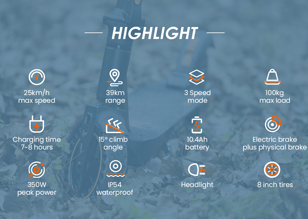 Scooter elettrico pieghevole KuKirin S1 Max, motore da 350 W, batteria da 36 V 10,4 Ah, pneumatici da 8 pollici, velocità massima 30 km/h, autonomia 39 km, freno elettronico anteriore, assorbimento degli urti a molla posteriore, display intelligente