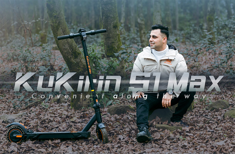 Scooter elettrico pieghevole KuKirin S1 Max, motore da 350 W, batteria da 36 V 10,4 Ah, pneumatici da 8 pollici, velocità massima 30 km/h, autonomia 39 km, freno elettronico anteriore, assorbimento degli urti a molla posteriore, display intelligente