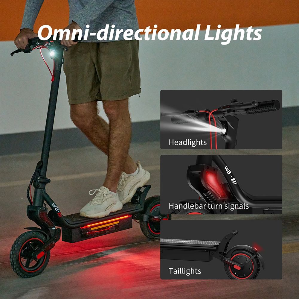 iScooter W8 Electric Scooter, 500W Motor, 48V 10.4Ah Battery, 9.3 Inch Tire, Max Speed ​​40km/h, Range 40km, Front Disc Brake + Rear Drum Brake, Double Shock Absorption, APP Control