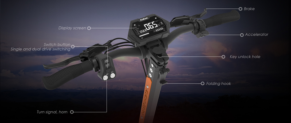 KuKirin G3 Pro 2024 Version 1200W*2 Motor terränggående elskoter 10 tums däck avtagbart batteri 52V 23,2Ah Räckvidd 80km Max hastighet 65km/h Dubbelt hydrauliskt stötdämparsystem IP54 Vattentät dubbel hydraulisk broms