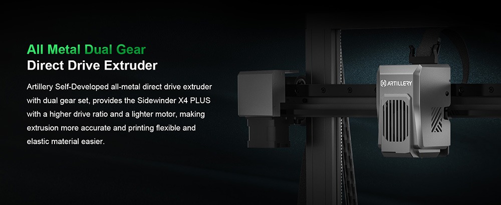 Artillery Sidewinder x4 más impresora 3D, 300*300*400 mm, velocidad de impresión 500 mm/s, impresión de alta temperatura 300 ℃, riel de guía lineal xy-metal, actualización automática, ventiladores de enfriamiento eficientes 8000 RPM