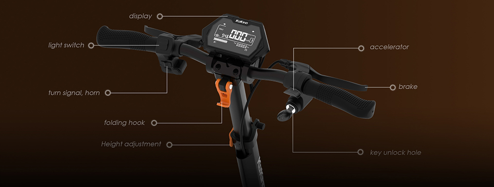 KuKirin G2 Max elskoter 10-tums terrängdäck 1000 W motor Maxhastighet 55 km/h 48 V 20 Ah batteri Räckvidd 80 km Max belastning 120 kg Avtagbar sits Justerbar höjd