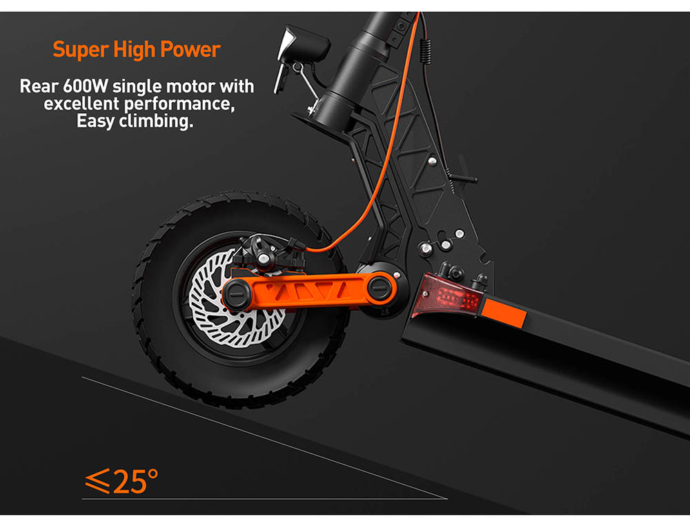 Hulajnoga elektryczna JOYOR S5-Z, akumulator 48 V 13 Ah, silnik 600 W, opony 10 x 3,0 cala, prędkość 25 km/h, zasięg 55 km, rama ze stopu aluminium, system 6 świateł, kierunkowskazy, podwójny hamulec tarczowy - czarny
