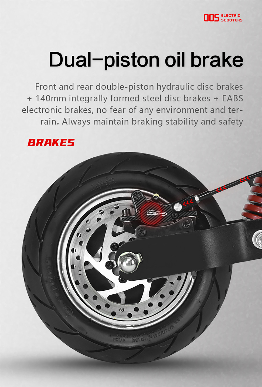 Ηλεκτρικό σκούτερ BOYUEDA Q7 Pro, κινητήρας 2*1600W, μπαταρία 52V 19AH, ελαστικό 10 ιντσών, μέγιστη ταχύτητα 70km/h, αυτονομία 70km, διπλά υδραυλικά δισκόφρενα, μπροστινό υδραυλικό αμορτισέρ και πίσω αμορτισέρ ελατηρίου, έλεγχος APP