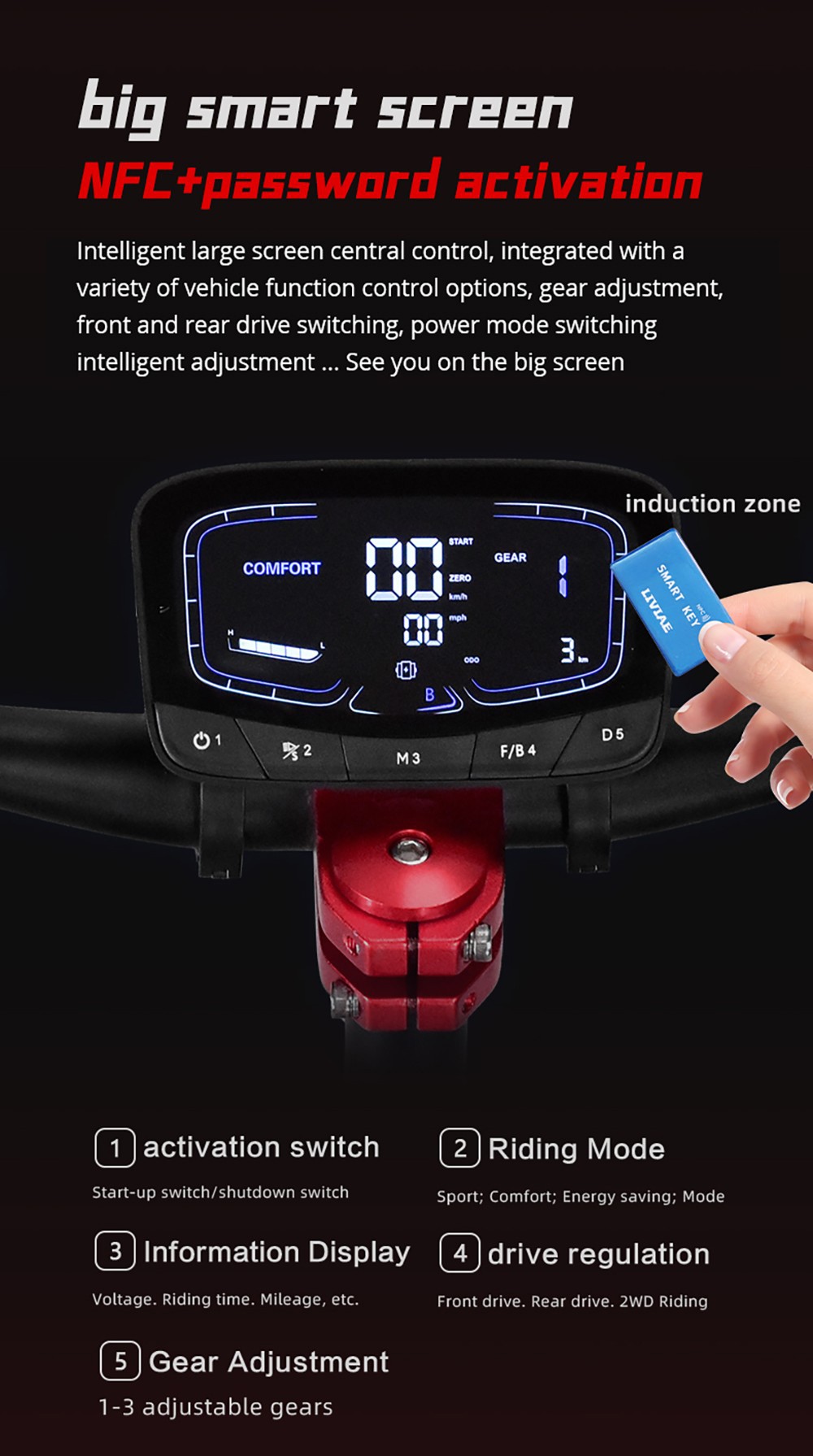 Scooter eléctrico BOYUEDA S5-11, motor 2*3000W, batería 60V 38AH, neumático de 11 pulgadas, velocidad máxima 85 km/h, alcance 120 km, frenos de disco hidráulicos dobles, amortiguador hidráulico, pantalla LCD