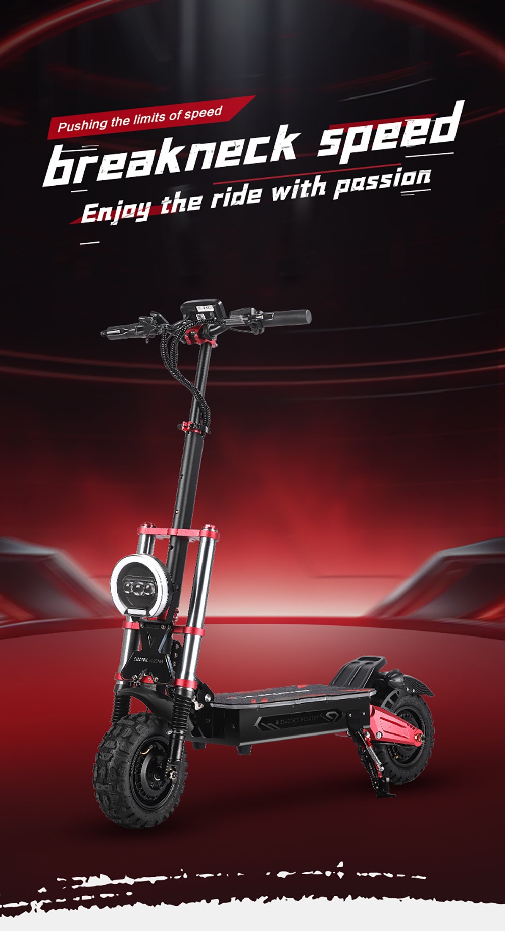 Scooter eléctrico BOYUEDA S5-11, motor 2*3000W, batería 60V 38AH, neumático de 11 pulgadas, velocidad máxima 85 km/h, alcance 120 km, frenos de disco hidráulicos dobles, amortiguador hidráulico, pantalla LCD