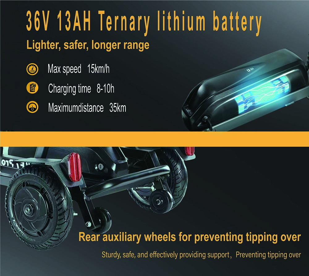 Czterokołowy skuter elektryczny Freejoyer F7 Pro z siedziskiem, silnik 300 W, akumulator 36 V 13 Ah, maksymalna prędkość 15 km/h, maksymalny zasięg 35 km - szary