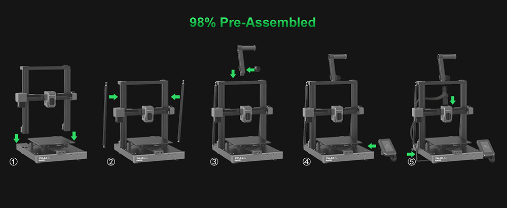 Artilerie Sidewinder X4 Pro 3D imprimantă, 240*240*260mm, 500mm/s viteză de imprimare, axa de șină liniară x y, extruder de acționare directă, nivel automat 81 puncte, tijă de tracțiune dublă, duză de curățare automată