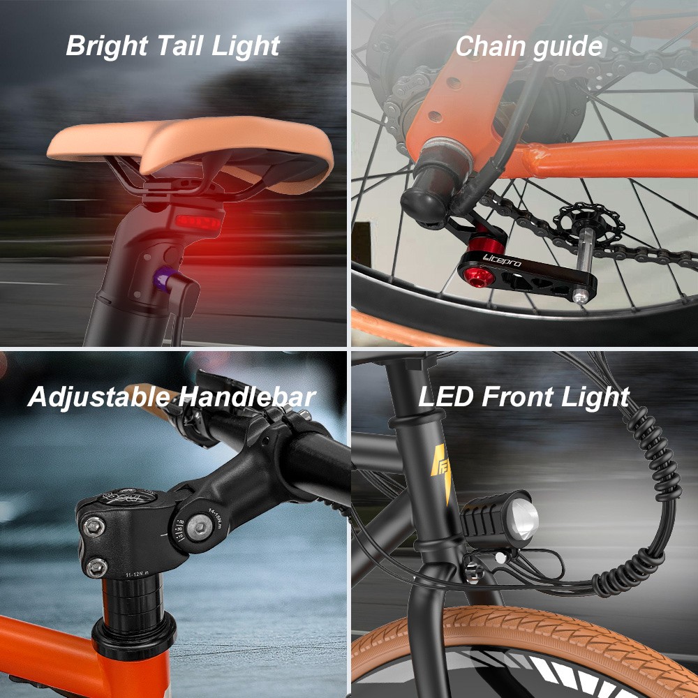 FAFREES F1 Electric Bike, 250 W motor, 36 V 10 AH -batteri, 700C X 38C CST -däck, maximal hastighet 25 km/h, maximalt 90 km intervall, dubbel mekaniska skivbromsar - vit orange