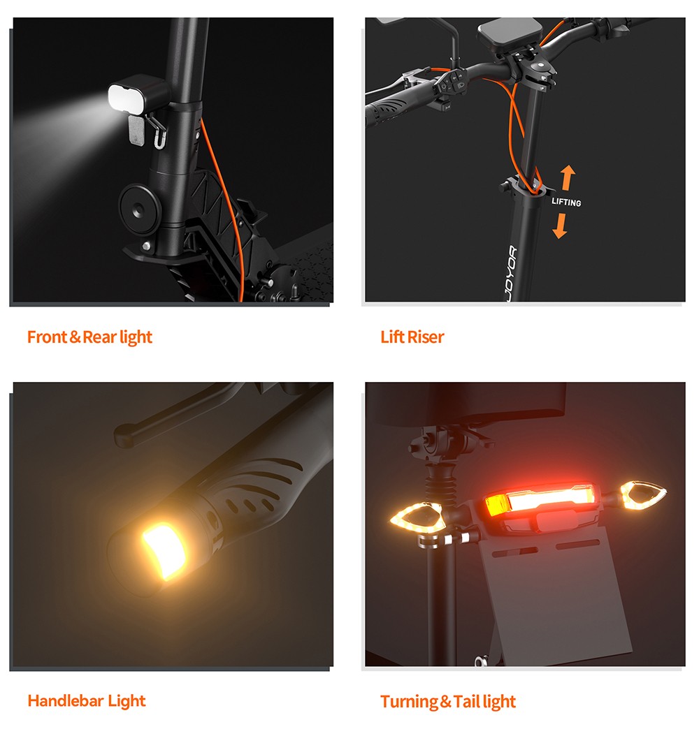 Hulajnoga elektryczna JOYOR S8E, silnik 800 W, akumulator 48 V 26 Ah, opony 10 cali, prędkość maksymalna 45 km/h, zasięg 80 km, hamulec tarczowy przód i tył, amortyzator przód i tył