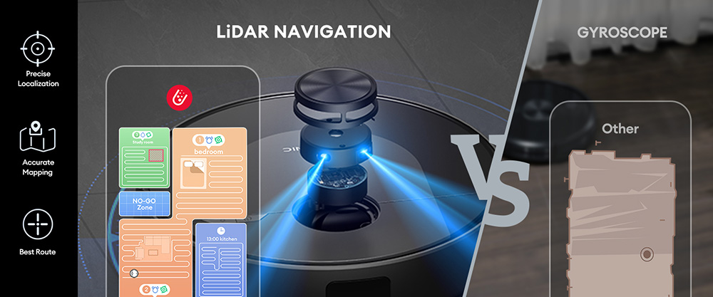 Robot aspirador Ultenic D10, mapeo rápido LiDAR de 15 minutos, succión de 4000 Pa, tiempo de ejecución de 120 minutos, amplificación automática de alfombras, zona prohibida, programación de tiempo, control remoto Siri/Alexa/APP, para pisos de madera, azulejos, alfombras, etc.
