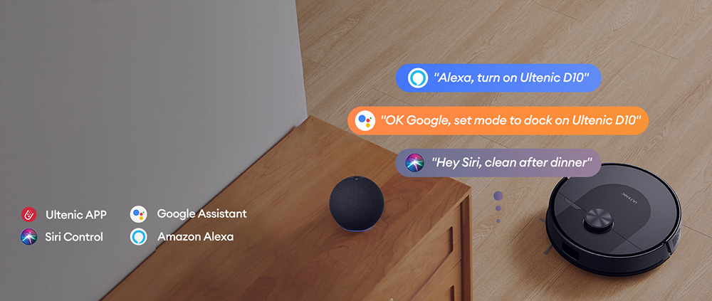 Robot aspirador Ultenic D10, mapeo rápido LiDAR de 15 minutos, succión de 4000 Pa, tiempo de ejecución de 120 minutos, amplificación automática de alfombras, zona prohibida, programación de tiempo, control remoto Siri/Alexa/APP, para pisos de madera, azulejos, alfombras, etc.