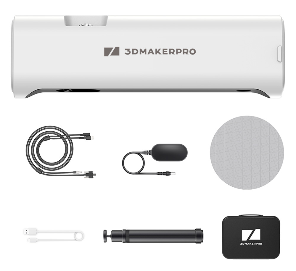 Scanner 3D 3DMakerpro Lynx Premium Edition, précision de 0,10 mm, résolution de 0,30 mm, fréquence d'images de 10 ips, lumière blanche de classe 1, suivi visuel, plage de capture unique de 250 x 400 mm