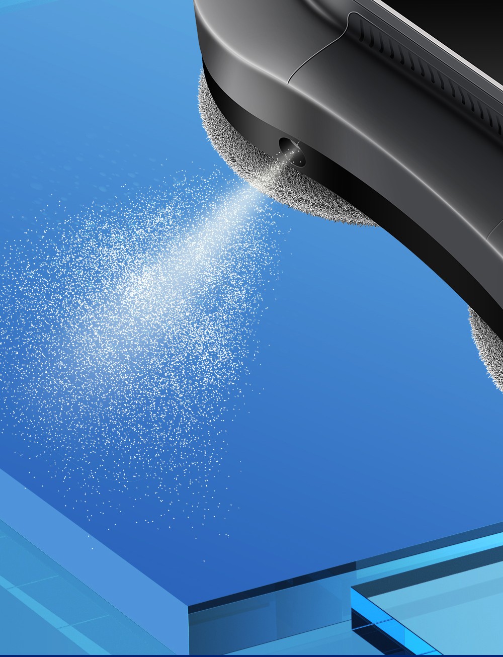 LIECTROUX YW810 Robot nettoyeur de vitres, jet d'eau bidirectionnel, nettoyage à sec et humide, itinéraire AI, moteur et ventilateur sans balais, application et télécommande, plusieurs modes de protection de sécurité, noir