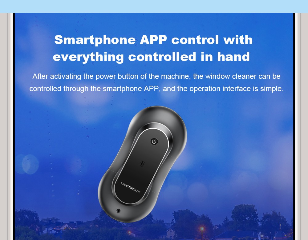 LIECTROUX YW810 Robot nettoyeur de vitres, jet d'eau bidirectionnel, nettoyage à sec et humide, itinéraire AI, moteur et ventilateur sans balais, application et télécommande, plusieurs modes de protection de sécurité, noir