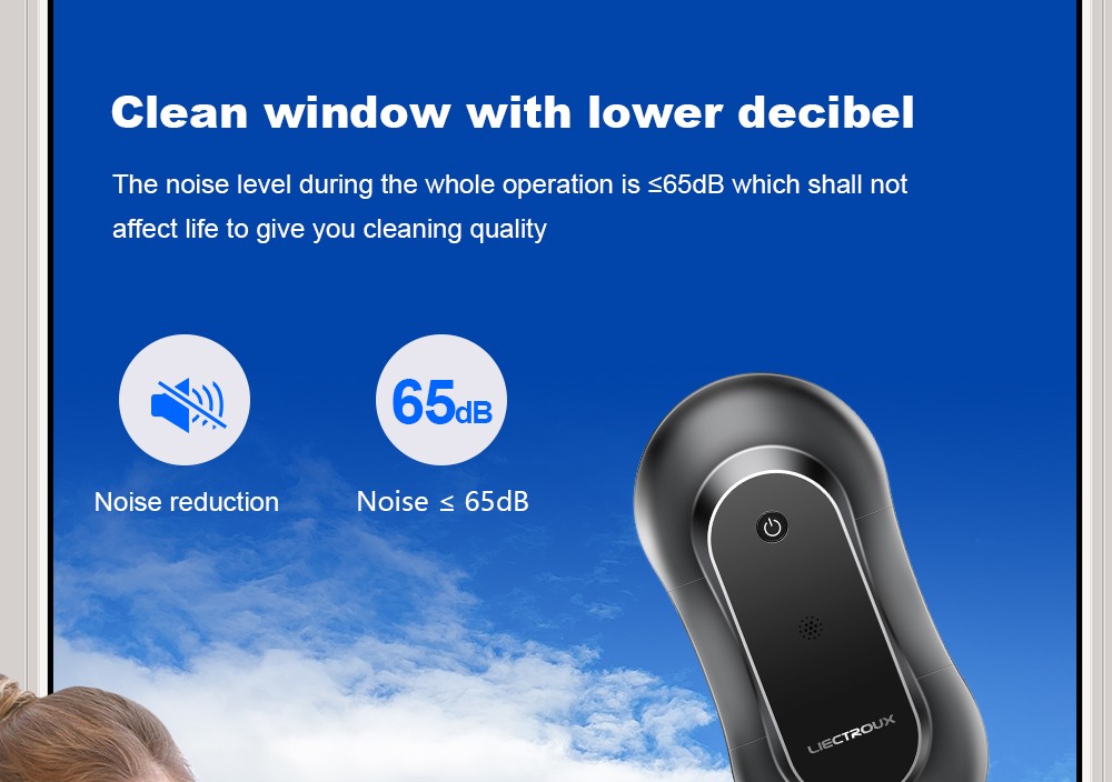 LIECTROUX YW810 Robot nettoyeur de vitres, jet d'eau bidirectionnel, nettoyage à sec et humide, itinéraire AI, moteur et ventilateur sans balais, application et télécommande, plusieurs modes de protection de sécurité, noir