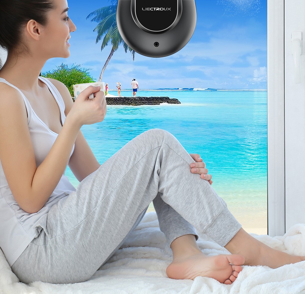 LIECTROUX YW810 Robot nettoyeur de vitres, jet d'eau bidirectionnel, nettoyage à sec et humide, itinéraire AI, moteur et ventilateur sans balais, application et télécommande, plusieurs modes de protection de sécurité, noir