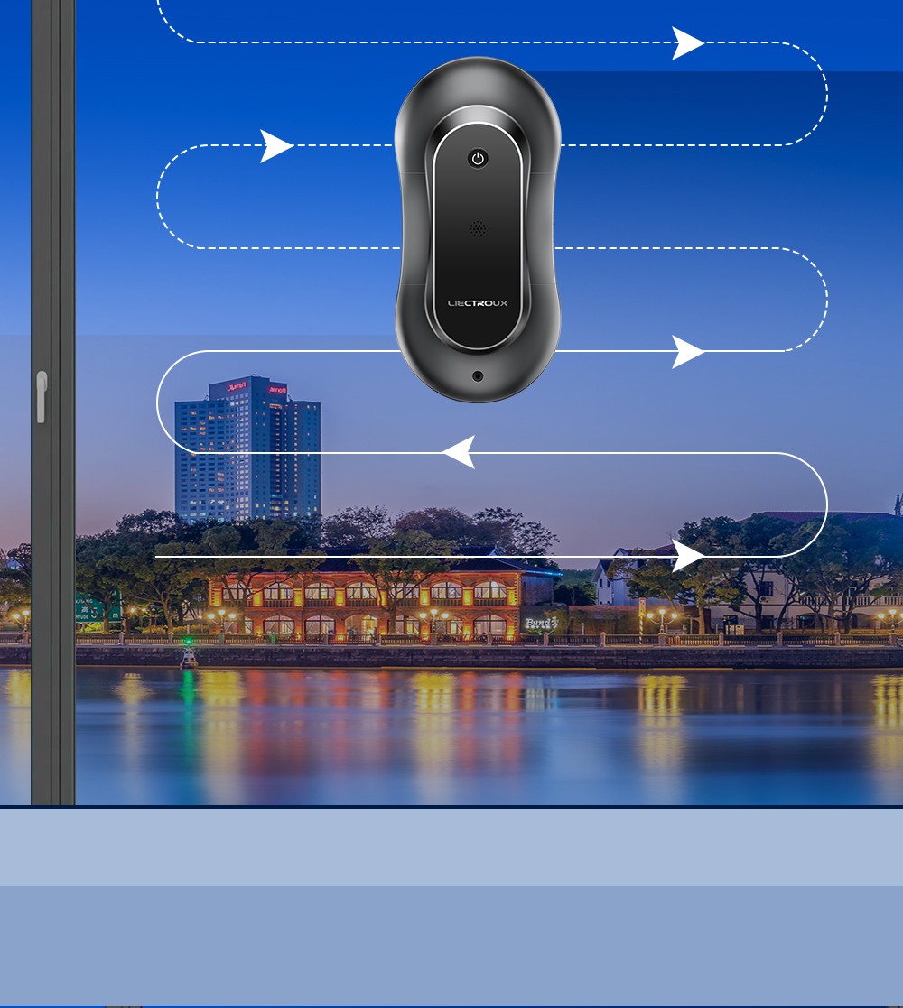 LIECTROUX YW810 Robot nettoyeur de vitres, jet d'eau bidirectionnel, nettoyage à sec et humide, itinéraire AI, moteur et ventilateur sans balais, application et télécommande, plusieurs modes de protection de sécurité, noir